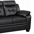 thumbnail image 3 of Contemporary Faux Leather & Wood Loveseat With Cushioned Armrests, Rich Black, 3 of 3