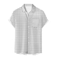 thumbnail image 4 of Camisas Oversize Hombre Camisa de vestir de manga corta para hombre Camisa con estampado de lunares de ajuste regular con bolsillo Camisa con botones informales (Grey, L), 4 of 5