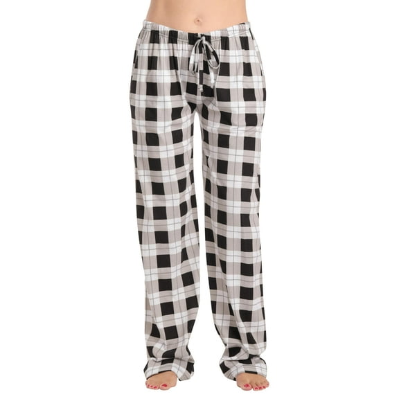 Just Love Women Tie Dye Pajama Pants (Black Plaid 100% Organic Cotton, X-Small)