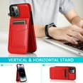 thumbnail image 3 of Allytech Back Flip Wallet Case for iPhone 15 Pro with 5 Card Holder, Luxury PU Leather Kickstand Magnetic Buckle Shockproof Anti-Scratch Protective Case for Women Men - Red, 3 of 7