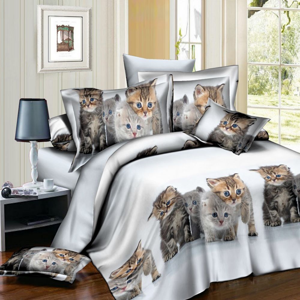 3D Cute Animal Tiger Lion Wolf Dog Print Duvet Cover