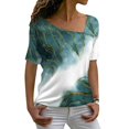 thumbnail image 4 of Gibobby Camiseta Powerblend con Cuello en V Las la moda del verano rematan la camiseta floja la impresión las mangas del cuello inclinado(C,XL), 4 of 5