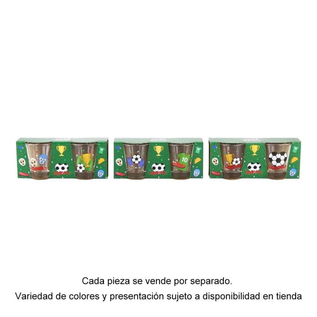Set de 2 Vasos Tequileros con Calcomanía Way to Celebrate 13.6×5.2×6.4 cm Mundial Varios Modelos 1 Pieza