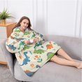 thumbnail image 5 of Oversized Wearable Blanket Hoodie,Beige Dinosaur Pattern Sherpa Blanket Hoodie with Super Pockets,Super Warm Fuzzy Pullover for Women & Men, 5 of 6
