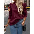 thumbnail image 4 of Women's Casual Puff Long Sleeve Hoodie Lightweight Pullover Tops Padded Shoulder Solid Loose Sweatshirt Fall Outfits, 4 of 5