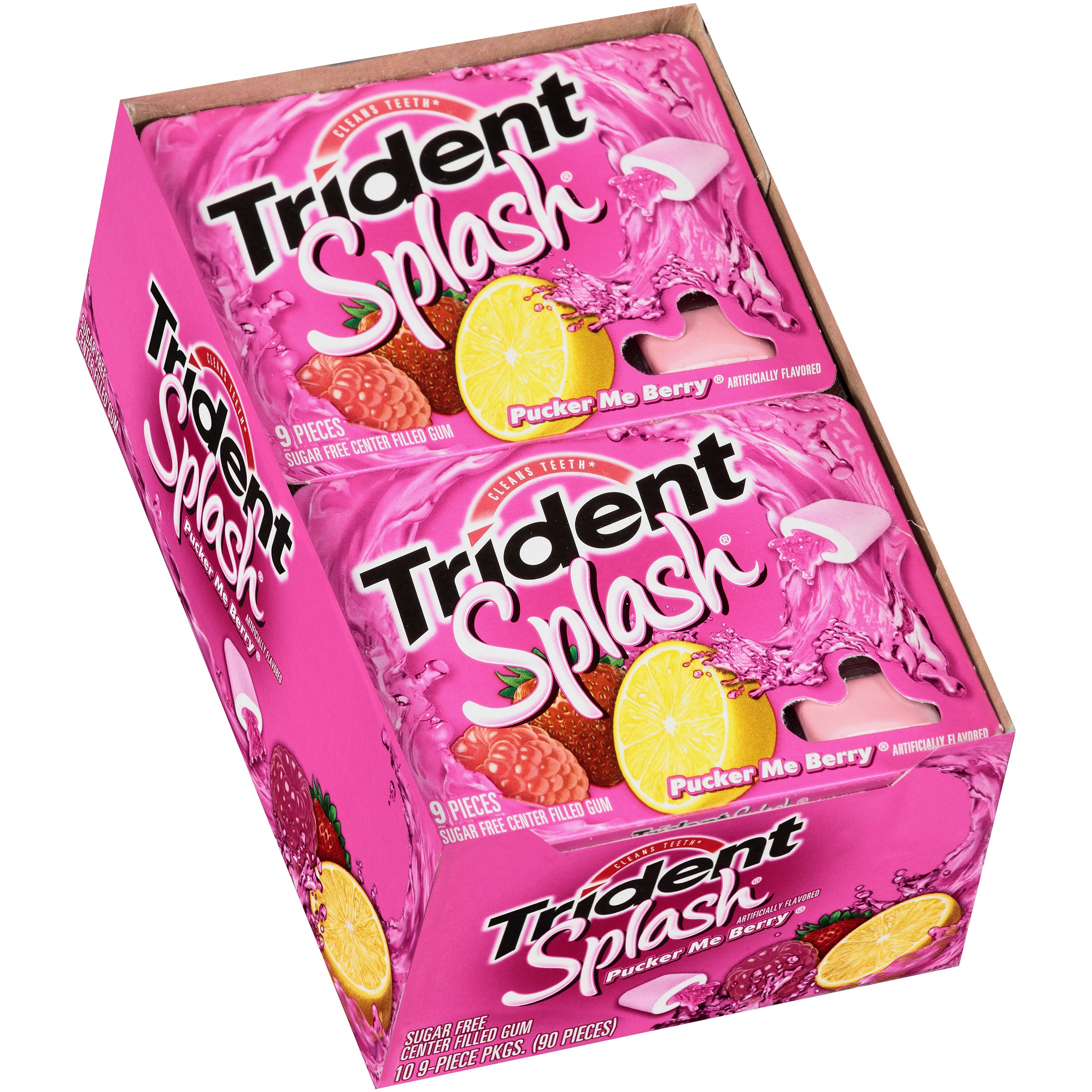 Trident Splash Sugar Free Gum Pucker Me Berry 10 pack (9 ct per pack