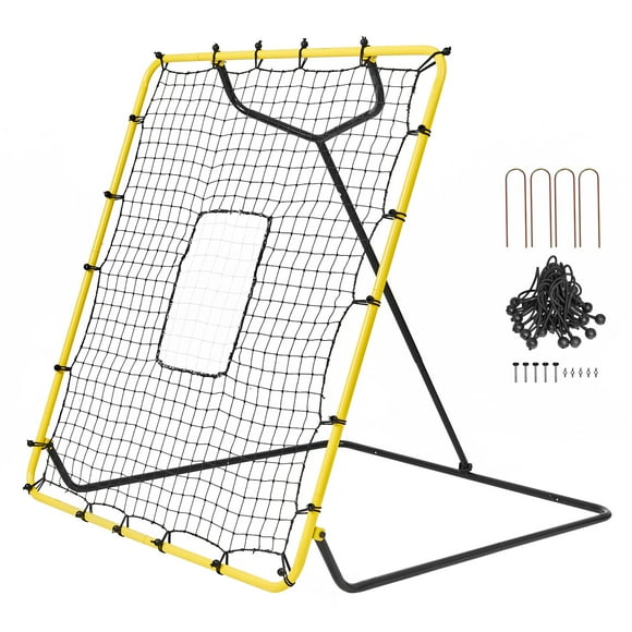 KFFKFF Softball and Baseball Rebound Net, 4 x 4.5 ft, Ideal for Pitch and Field Practice, Includes Pitching Target, Adjustable to 4 Positions