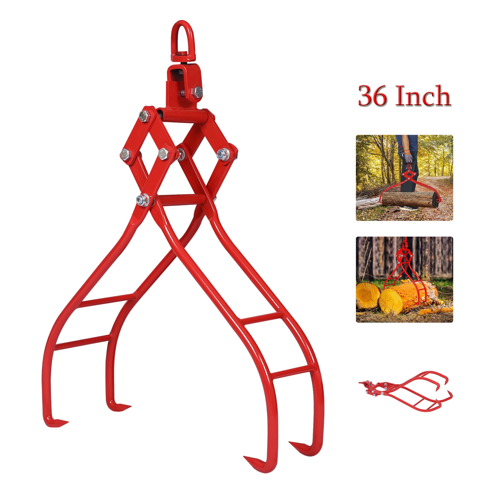CJC 36" Log Lifting Tongs 4 Claw Timber Log Lifting Tongs, Swivel