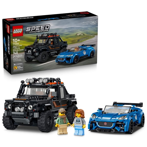 LEGO Speed Champions Jaguar Project 7 & Land Rover Defender - Building Toy for Boys & Girls, Ages 10 - Toy Car for Kids - Detailed Features - Gift for Birthdays - 77264
