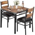 thumbnail image 1 of Compact 2-Person Dining Set,  Table & 2 Upholstered Chairs - Space-Saving for Small Kitchens, Apartments & Breakfast Nooks, Brown, 1 of 9