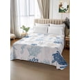 thumbnail image 2 of Navy Blue Coastal Flat Sheet Only Twin Size, Soft Breathable Bed Top Sheets for Mattress, Nautical Summer Beach Coral Sea Turtle Luxury Bedding Flat Sheets for Home Hotel Bedroom Bed Protection, 2 of 9