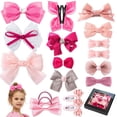 thumbnail image 1 of Juego de pinzas para el pelo LMYMHMLM, 18 unidades, lazos rosas para niñas, 1 of 7