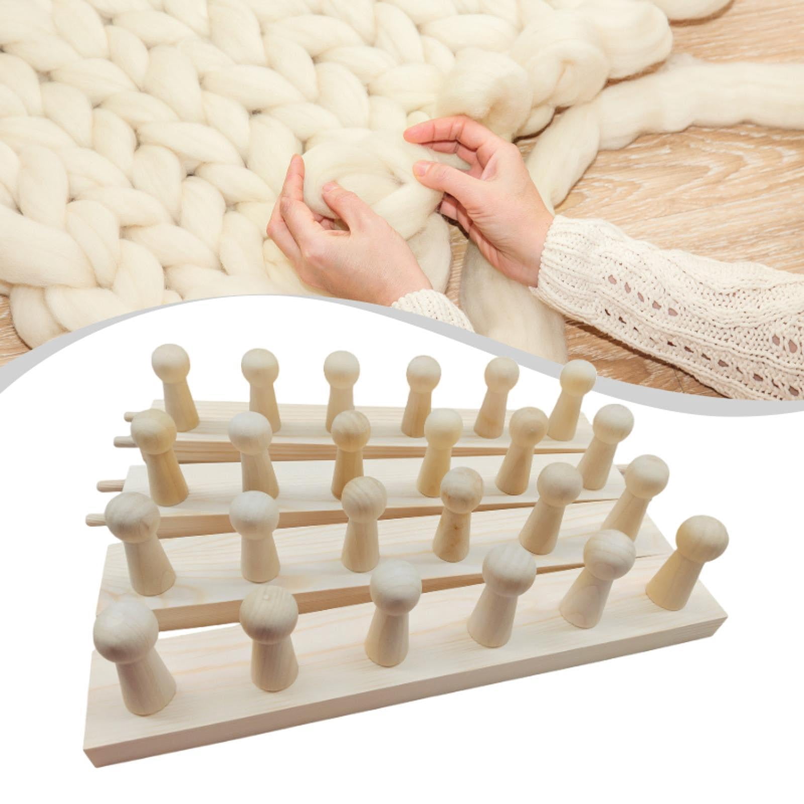 Wxqbjtam Chunky Yarn Weaving Loom Wooden Frame for Hand Crochet Knitting Kits Scarf Shawl 4 sections