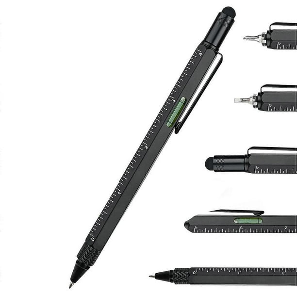 Bolígrafo multiherramienta, gadgets geniales, bolígrafo novedoso con lápiz óptico, nivel, reglas, destornilladores, regalo de cumpleaños para papá y esposo