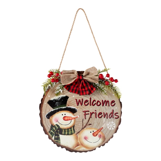 Colgador de puerta Letrero colgante de madera de Navidad con diseño de muñeco de nieve de 12.0 in, letrero para puerta delantera de Feliz Navidad, letrero para colgar en la puerta para pared, decoraci Abanopi Colgador de puerta