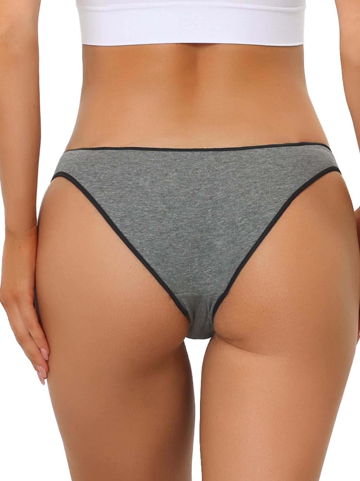 Unique Bargains Underwear for Women Low-Bikini Sporty Sweat-Absorbing Thongs L Gray