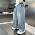 thumbnail image 2 of Niñas Vestido de Denim Cintura Ajustable con Pliegues Y Bolsillo Deportivo Casual para Niños Jeans Niñas, 2 of 9