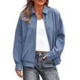 thumbnail image 1 of Abrigo PRETTYGARDEN Chaqueta Bomber Oversized de Ante Sintético Azul Polvoriento Talle S, 1 of 8