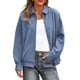 thumbnail image 1 of Abrigo PRETTYGARDEN Chaqueta Bomber Oversized de Ante Sintético Azul Polvoriento Talle S, 1 of 8