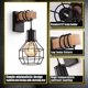 thumbnail image 3 of 2 piezas de luz de pared interior industrial de metal y madera vintage, luz de pared de jaula E27 Max 40W luz de pared para dormitorio cocina comedor negro Adepaton YQ-2484, 3 of 6