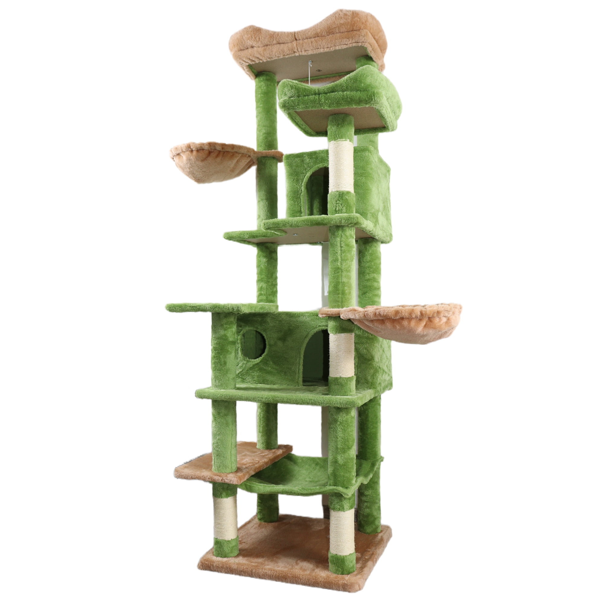 6-Level Cat Tree, Removable Cushions, Sisal Scratching Posts, Cozy Hideaways & Hammocks