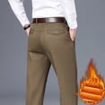 thumbnail image 4 of Pantalones casuales gruesos de vellón para hombre, de negocios, ajustados, rectos, sencillos, de estilo clásico, de algodón, gris oscuro, pantalones de felpa para oficina para hombre, 4 of 5