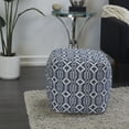 thumbnail image 2 of DecMode Blue Polyester Pouf with Diamond Pattern, 2 of 7