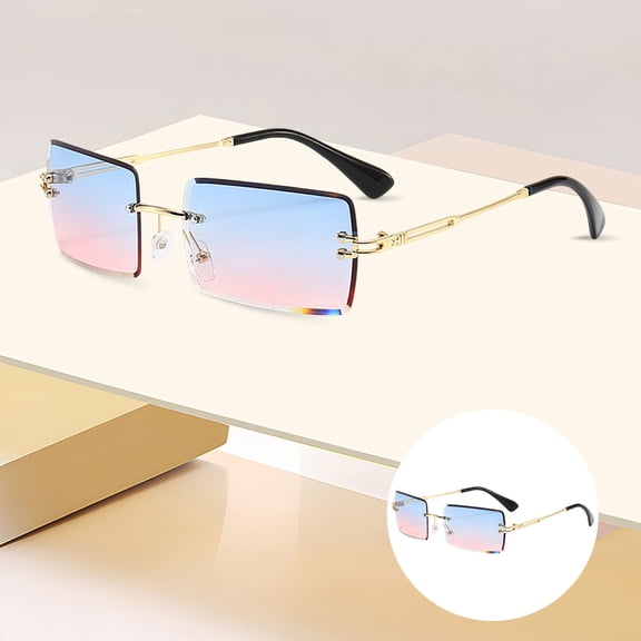 Fashion Rimless Rectangle For Women Men Unisex Square Eyewear With 4