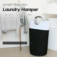 thumbnail image 3 of Sea Team 90L Large Size Collapsible Laundry Hamper, Waterproof Laundry Basket with Foam Padded Aluminum Handles, Portable Storage Basket for Laundromat Home Storage, Black, 3 of 6