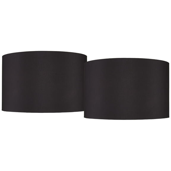 Springcrest Set of 2 Hardback Drum Lamp Shades Black Large 19" Top x 19" Bottom x 12" High Spider Replacement Harp Finial Fitting