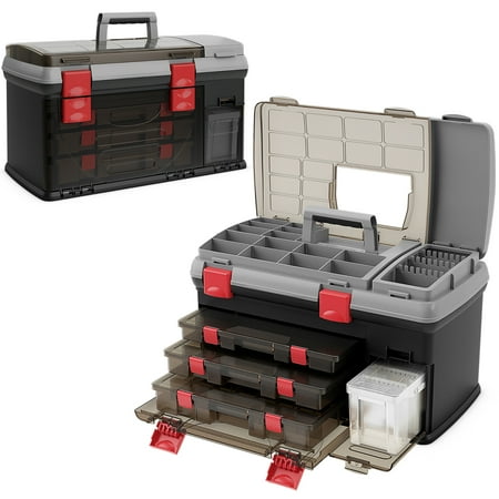 Gymax 5 Layers Fishing Tackle Box w/ Dividers & Top Storage 3 Removable Utility Boxes