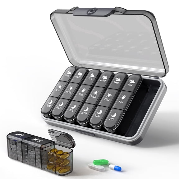 Weekly Pill Organizer 3 Times a Day, 7 Day Pill Box with Detachable Daily Boxes