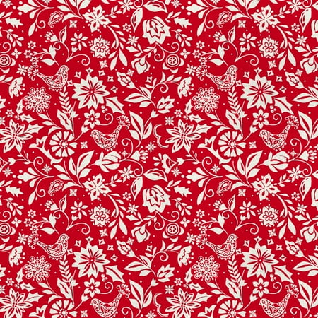 The Pioneer Woman 21" x 18" Cotton Maize Bird Toss Precut Sewing & Craft Fabric, Red