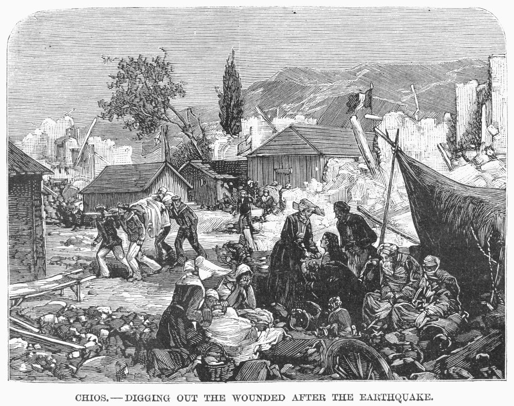 Greece Earthquake, 1880. /Ndigging Out The Wounded After The