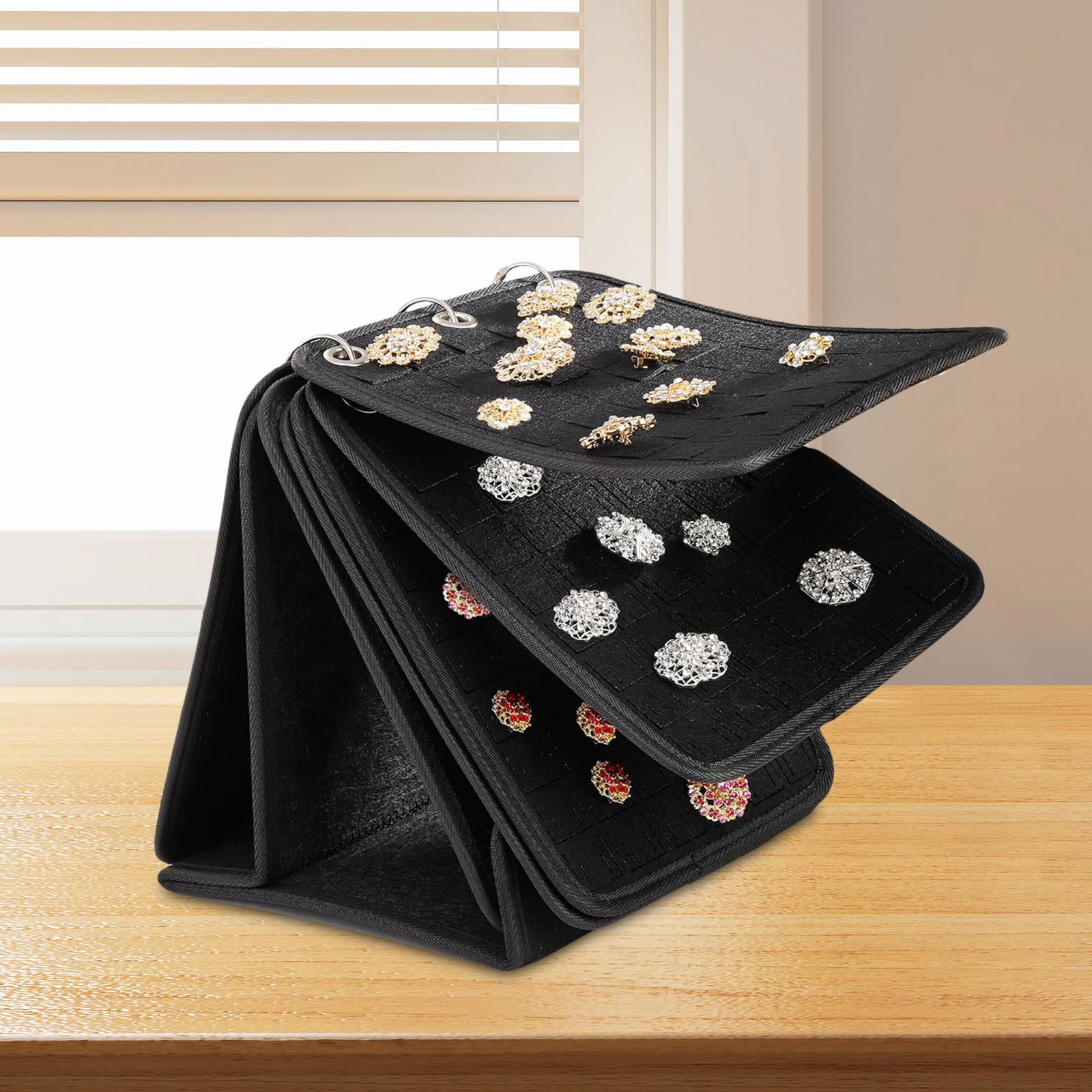 Sharplace Lapel Pin Holder, Lapel Pin Collection, Storage Calendar Stand with 5 Pages, Brooch Pin Organizer for Table Jewelry Accessories Black