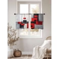 thumbnail image 3 of Red Black Sheer Curtains 45 Inches Long 2 Panels Color Block Stitching Light Filtering Semi Sheer Window Curtains Drapes for Bedroom Living Room 52"x45", 3 of 7