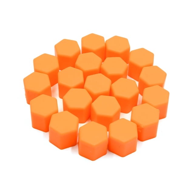 20Pzas Cubierta 17mm Goma Rueda de Coche Tornillo Tuerca Las Tapas del Cubo Naranja