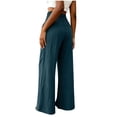 thumbnail image 5 of Abomasnow Women's Casual Pants Smocked Elastic High Waist Drawstring Wide Leg Pants Summer Beach Vacation Workout Yoga Pants with Pockets, 5 of 6