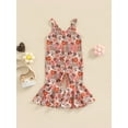 thumbnail image 2 of Bagilaanoe Toddler Baby Girl Jumpsuit Sleeveless Floral Print Romper Sling Overalls 12M 18M 24M 3T 4T 5T Kids Long Flared Pants Casual Outfits, 2 of 8