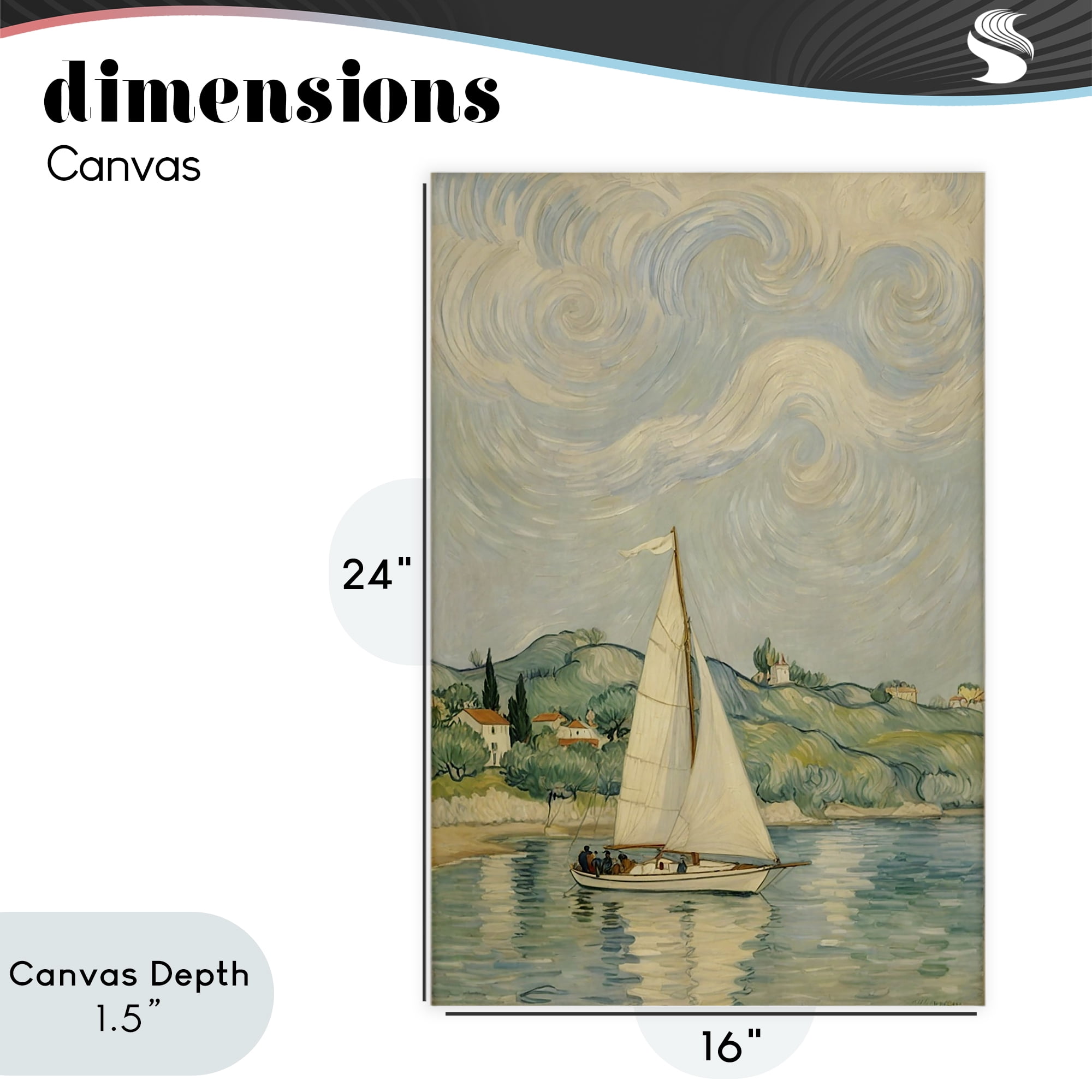 Stupell Industries Sailboat Beneath Swirling Clouds Canvas Wall Art, design by Angie Hawke