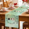 thumbnail image 5 of Teal Green Easter Table Runner 48 Inches, Spring Bunny Eucalyptus Leaves Bed Runner Dresser Scarves Tabletop for Indoor Outdoor Parties/Ceremony/Banquet, 13" x 48", 5 of 8