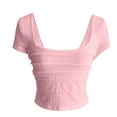 thumbnail image 4 of Seductiva Women's T-Shirts Short Sleeve Summer Tops 2025 Y2K Women's Short Sleeve T Shirt Backless Tie Bowomen Slim Fit Cropped Top Spring Tops Casual Summer Tops Trendy Solid Loose Fit Tshirt, 4 of 9