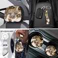 thumbnail image 4 of Uorisanigo Retro Highland Cow Aztec 18 Pcs Car Seat Cover Set Seat Belt Pad Universal Steering Wheel Protector Armrest Cover Gear Shift Handbrake Headrest Covers Coasters Set and Key Chains, 4 of 7