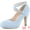 Light Blue, variant on Women's Platform Cross Strap Stiletto Heels Mary Jane Pumps Burgundy 7