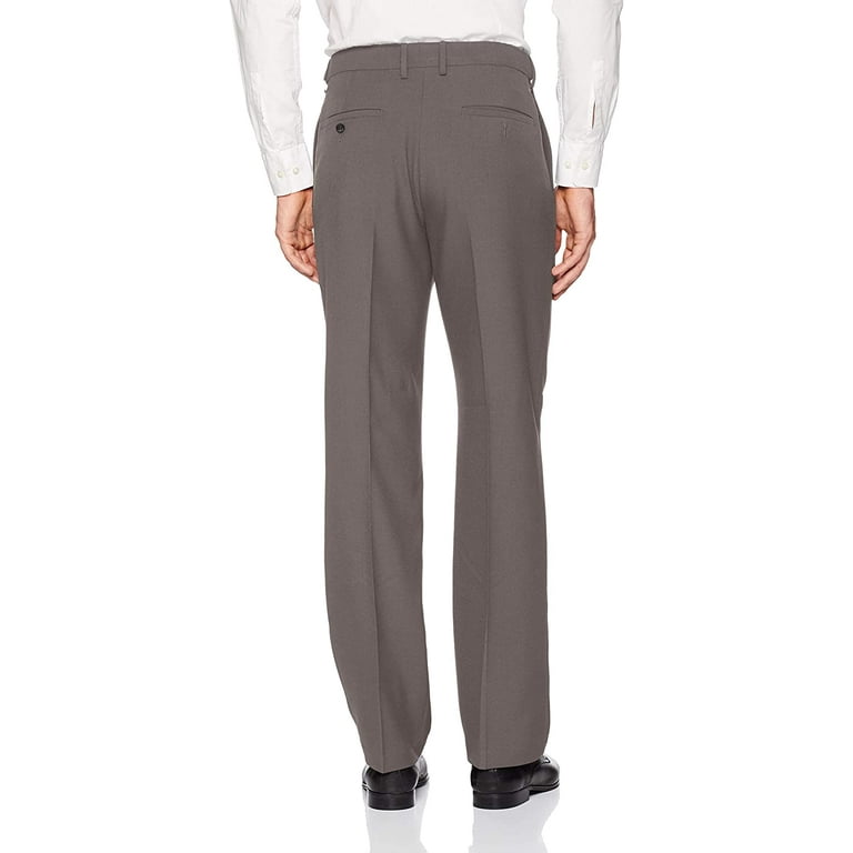 Haggar Mens ECLO Stria Expandable-Waist Plain-Front Dress Pant 42W x 29L  Heather Grey - Walmart.com