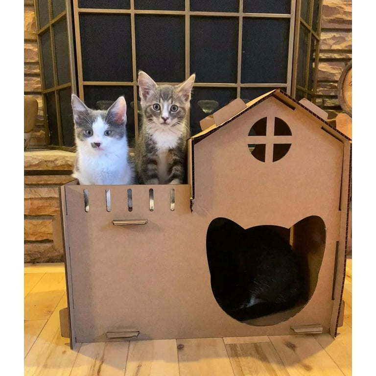 Cardboard cat clearance playhouse