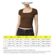 thumbnail image 4 of Camiseta de mujer transpirable con cuello cuadrado de color puro y manga corta ajustada para desplazamientos, 4 of 5