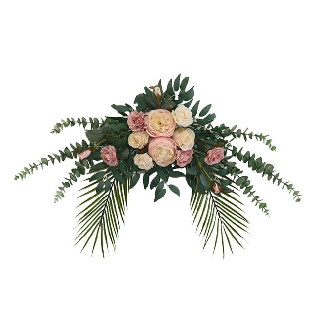 Corona colgante Zulema de rosas artificiales multiusos Rosa claro 80 cm x 35 cm