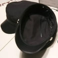 thumbnail image 6 of Leather Military Hat  Sailor Hats Flat Top Captain Cap Travel Cadet Hat, 6 of 7