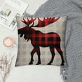 thumbnail image 2 of Shangniulu Animal Moose Red and Black Chess Plaid Scottish Buffalo Short Plush Square Throw Waist Pillow Case Decorative Cushion Cover Pillowcase Sofa, 2 of 5